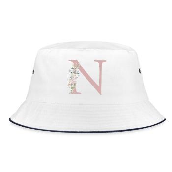 N Monogramme, Floral, Personnalisable - Bob - blanc/marine - Devant