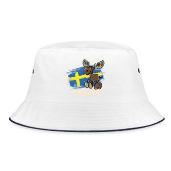 Sweden - Moose - Bucket Hat - Weiß/Navy - Vorne