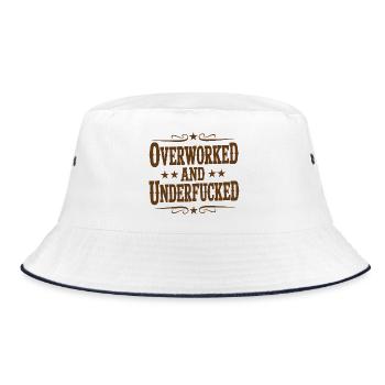 Vintage Sarcastic Overworked Underfucked Quote - Bucket Hat - white/navy - Front