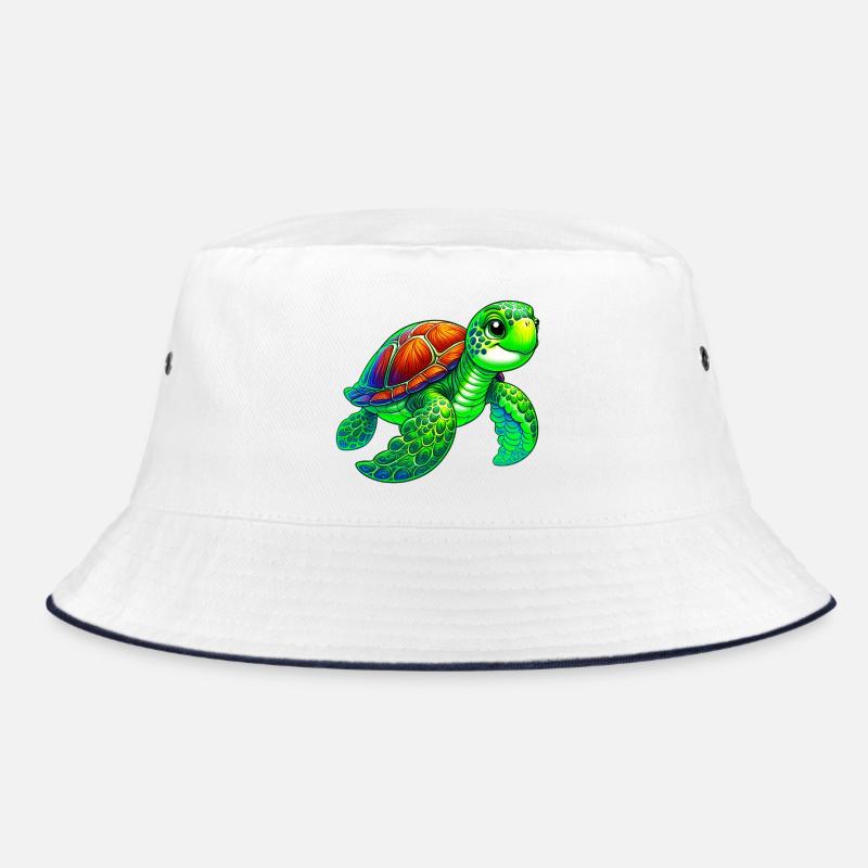 Schildkröte - Bucket Hat - Weiß/Navy