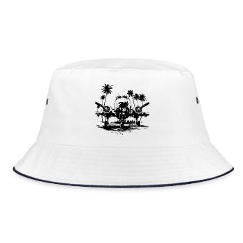 Flugzeug Skizze - Bucket Hat - Weiß/Navy - Vorne