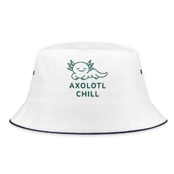 Axolotl Shirt – Axolotl chill. Minimal Design - Bucket Hat - Weiß/Navy - Vorne