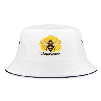 Biene mit Honigwaben Design Imker Imkerin - Bucket Hat - Weiß/Navy - Vorne
