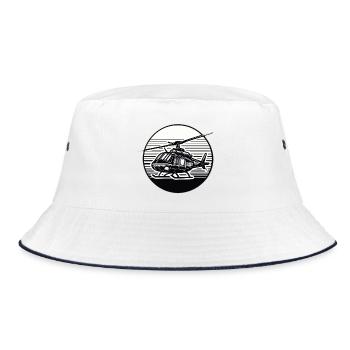 Helicopter in black and white - Bucket Hat - white/navy - Front