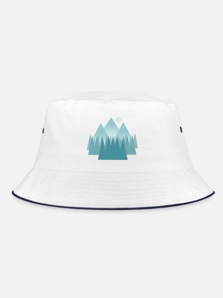 Astral mountain landscape in blue tones - Bucket Hat - white/navy - Front