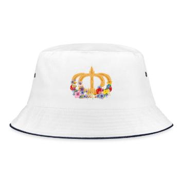 Crown of wheat with flowers – symbol of nature and harvest - Bucket Hat - white/navy - Front