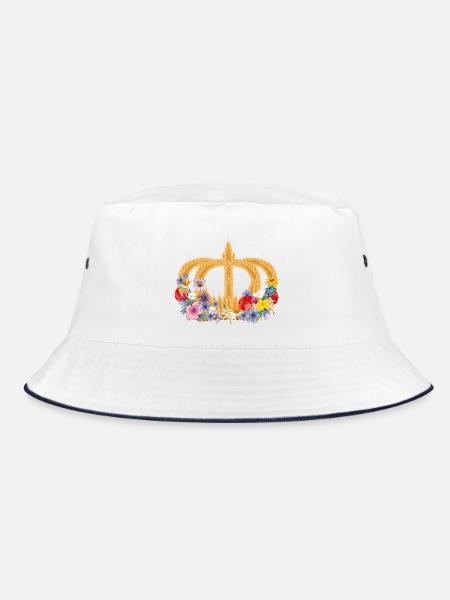 Couronne de blé avec des fleurs – symbole de la nature et de la récolte - Bob - blanc/marine - Devant