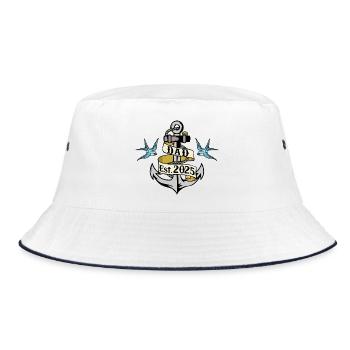 Anker Dad 25 Vater Baby Papa 2025 Vatertag - Bucket Hat - Weiß/Navy - Vorne