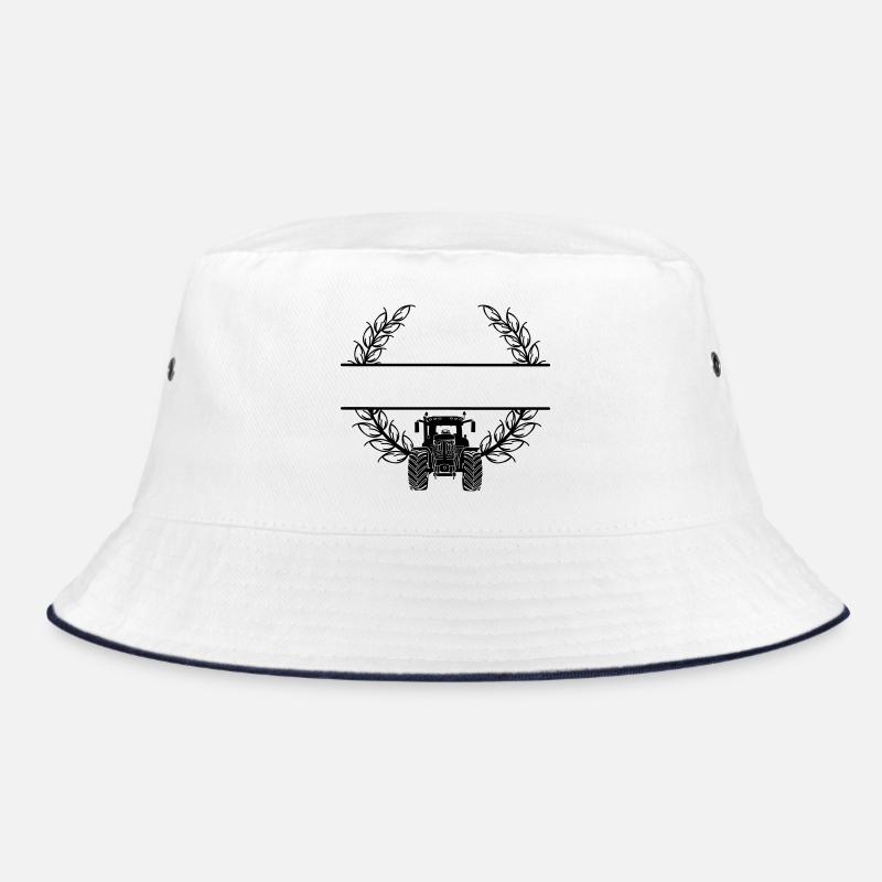 Traktor-Frontansicht im Weizenkranz Bucket Hat