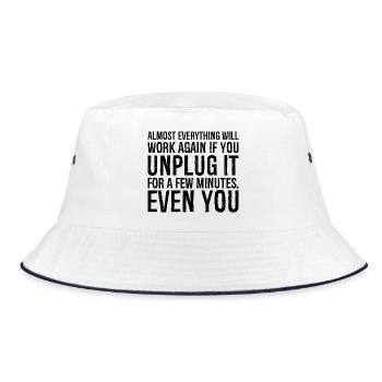 Fast alles funktioniert wieder, wenn Sie den Stecker ziehen - Bucket Hat - Weiß/Navy - Vorne