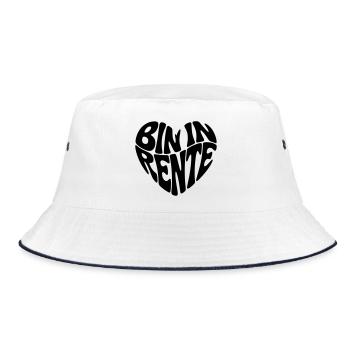 Bin in Rente  - Bucket Hat - Weiß/Navy - Vorne