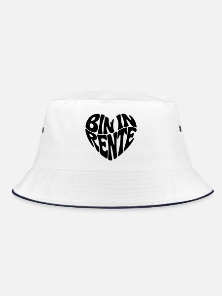 Bin in Rente  - Bucket Hat - Weiß/Navy - Vorne