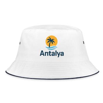 Antalya Palmenstrand Sonnenlogo - Bucket Hat - Weiß/Navy - Vorne
