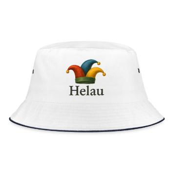 Helau Karneval Jester Hut - Bucket Hat - Weiß/Navy - Vorne