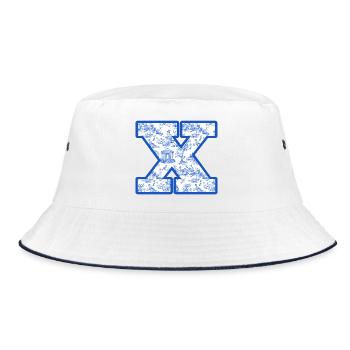Letter x blue chinoiserie - Bucket Hat - white/navy - Front