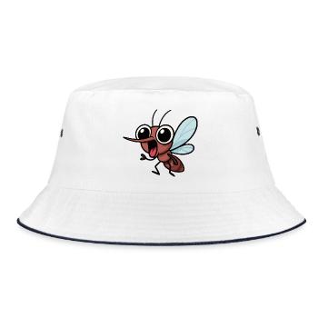 Kawaii Mücke Mosquito Insekt Cartoon Freude - Bucket Hat - Weiß/Navy - Vorne