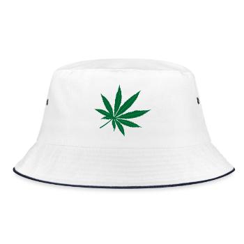 Green weed leaf – Coffeeshop logo inspiration - Bucket Hat - white/navy - Front