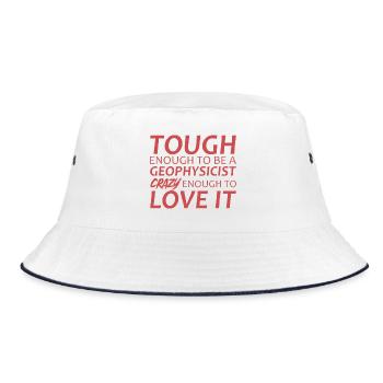 Geophysicist Crazy Geophysics - Bucket Hat - Weiß/Navy - Vorne