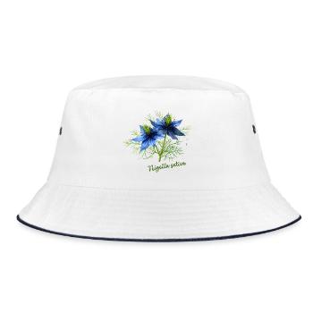 Nigella sativa - illustration botanique - Bob - blanc/marine - Devant