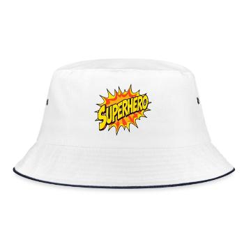 Superhelden-Design im Comic-Stil - Bucket Hat - Weiß/Navy - Vorne