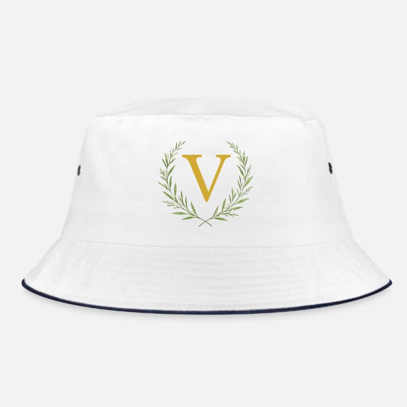 V Monogramm, Eukalyptus Kranz, personalisierbar Bucket Hat