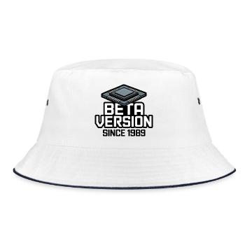 Futuristic Computer Chip Analog Printing - Bucket Hat - white/navy - Front