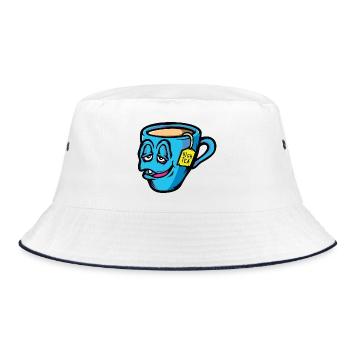 Hoher Tee - Bucket Hat - Weiß/Navy - Vorne