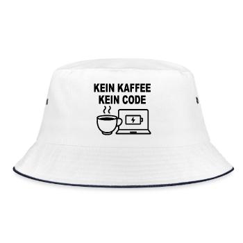 Kein Kaffee Kein Code – Funny Programmer Design - Bucket Hat - white/navy - Front