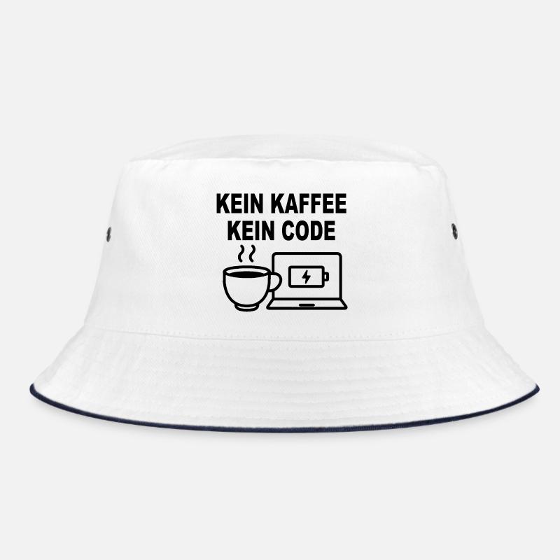 Kein Kaffee Kein Code – Funny Programmer Design - Bucket Hat - white/navy
