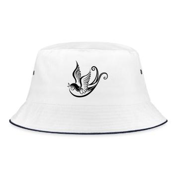 Tribal Bird Ornament Tattoo Style Swallow - Bucket Hat - white/navy - Front