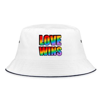 LOVE WINS rainbow pride - Bucket Hat - white/navy - Front