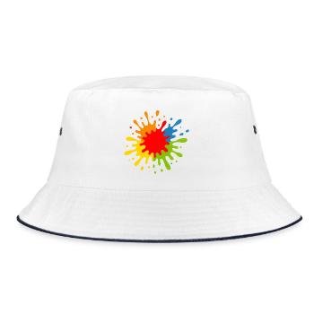 Fröhlicher künstlerischer Spritzer - Bucket Hat - Weiß/Navy - Vorne