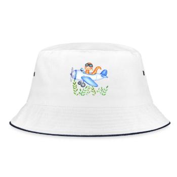 Earthworm pilot saves the world - Bucket Hat - white/navy - Front