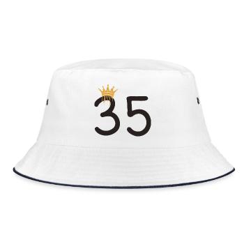 35 - Bucket Hat - Weiß/Navy - Vorne