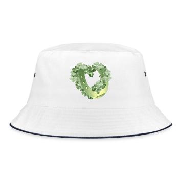 Heart of four-leaf clover - horseshoe for luck - Bucket Hat - white/navy - Front