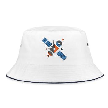 Futuristic Geometric Satellites - Bucket Hat - white/navy - Front