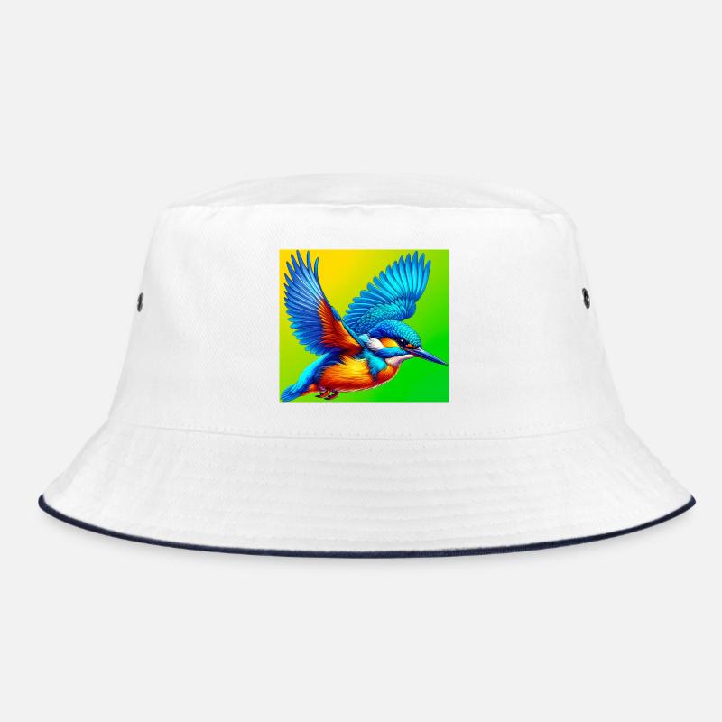 Eisvogel - Bucket Hat - Weiß/Navy