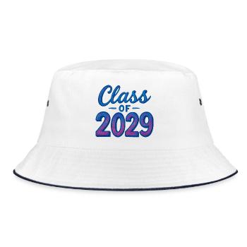 Graduation Class of 2029 Stylised Text - Bucket Hat - white/navy - Front