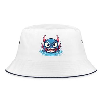 Grimmiger Wasserdämon - Bucket Hat - Weiß/Navy - Vorne