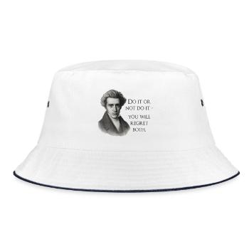 Kierkegaard Quote: Do it or not do it - Bucket Hat - white/navy - Front
