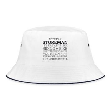 Storeman Riding A Bike - Bucket Hat - Weiß/Navy - Vorne