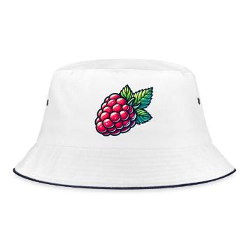 Raspberry vividly illustrated - Bucket Hat - white/navy - Front