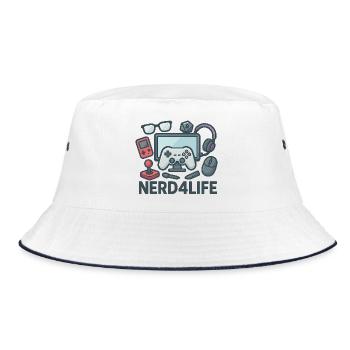 Gaming und Nerd Lifestyle Design - Bucket Hat - Weiß/Navy - Vorne