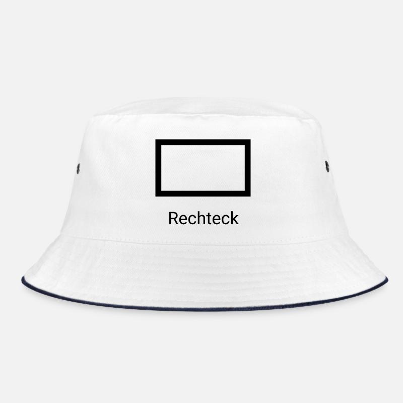 LiGu - Design - Rechteck - mit Schrift - Bucket Hat - Weiß/Navy