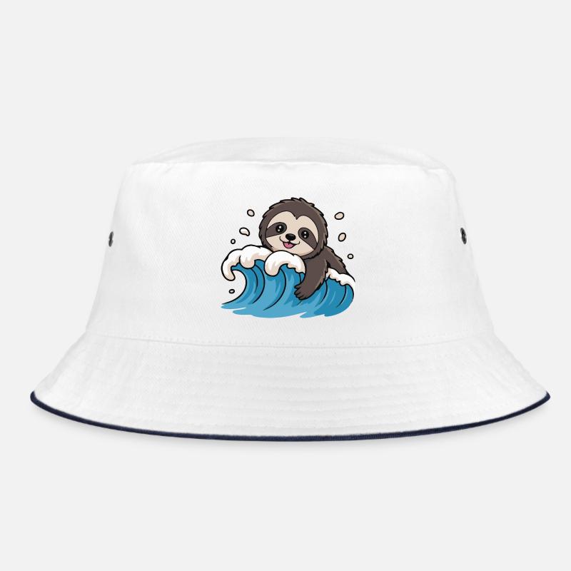 Sloth Surf on Ocean Wave Bucket Hat