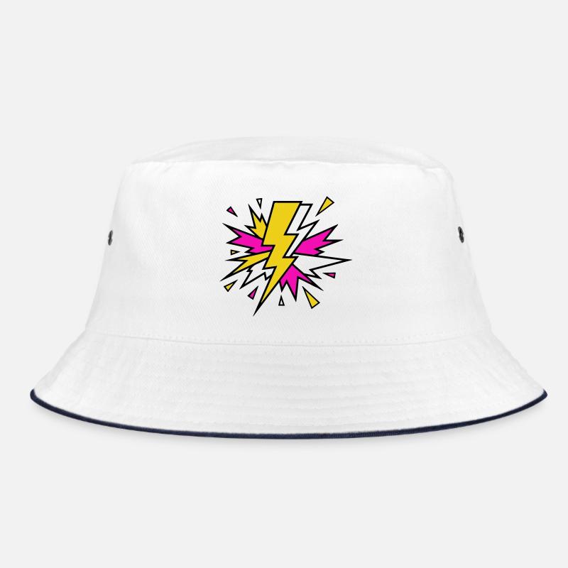 Yellow Beam Neon Explosion - Bucket Hat - white/navy