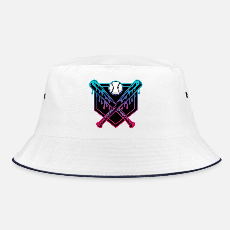 Neon Dripping Baseball Bats Crossed Bucket Hat