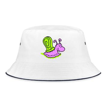 Schnecke Schleimspur niedlich süß glücklich Cool - Bucket Hat - Weiß/Navy - Vorne