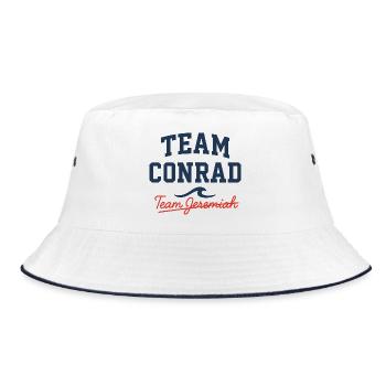 Team Conrad vs Team Jeremiah Shirt | The Summer I - Bucket Hat - white/navy - Front