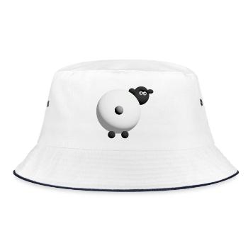 Schaf 3D Kuschel-Design - Bucket Hat - Weiß/Navy - Vorne